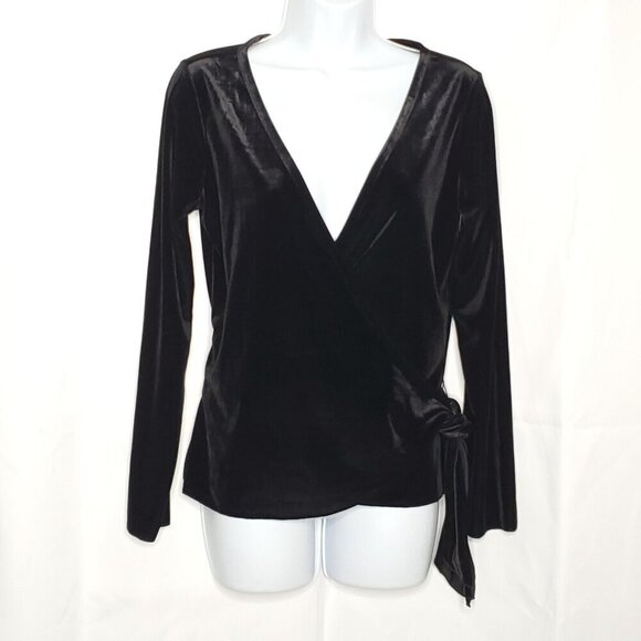 J Jill Velour Wrap Shrug Bolero Cardigan Sz S Black Whimsigoth - Picture 1 of 7